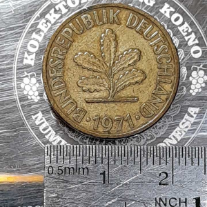 Koleksi koin kuno Jerman Lawas 10 Pfennig Tahun 1971