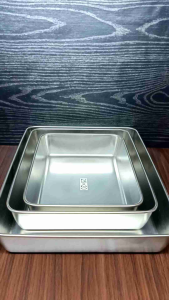 LOYANG KOTAK STENLESS PRES TEBAL Loyang Kue segi Wadah Kue Baking TrayNampan Stenless