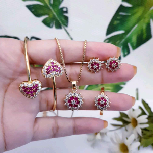 Xuping Set Perhiasan Wanita Permata Merah Xds111