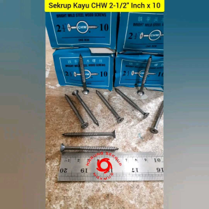 (1 Box) Sekrup Kayu 2-1/2\\\" Inch x 10 / Wood Screw (+) / Skrup Kayu 6CM