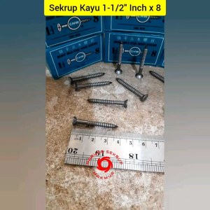 (1 Box) Sekrup Kayu 1-1/2" Inch x 8 / Wood Screw (+) / Skrup Kayu 4CM