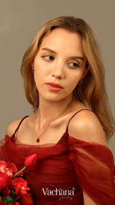 Vachana - Red Agate Faceted Pomegranate Seed Necklace (สร้อยทับทิม)