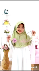 HIJAB ANAK TK PET TALI ROPEL AKRILIK / KERUDUNG INSTAN ANAK PET TALI ROPEL 3 - 6 THN
