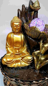 Water Fountain Thailand Buddha Table Water Fountain Waterwheel Crystal Ball Indoor Table Fountain Thai Buddha Table Fountain Lucky Charm Indoor Water Fountain with Crystal Ball and Waterwheel Table Fountain Lucky Charm Home Decor Fountain Lucky Charm Feng