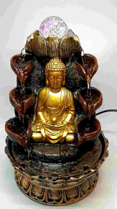 Water Fountain Thailand Buddha Table Water Fountain Waterwheel Crystal Ball Indoor Table Fountain Thai Buddha Table Fountain Lucky Charm Indoor Water Fountain with Crystal Ball and Waterwheel Table Fountain Lucky Charm Home Decor Fountain Lucky Charm Feng