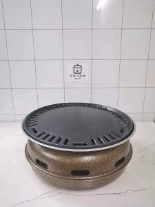 เตาย่างในบ้านแบบพกพาเตาถ่านย่างบาร์บีคิวเกาหลีเตาย่างบาร์บีคิว Korea Cast Iron BBQ Grill