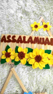 Hiasan bunga stik eskrim hiasan dinding stik eskrim tugas sekolah kerajinan stik eskrim hiasn pintu stik eskrim gantungan assalamualaikum gantungan wc gantungan kitchen 100% handmade