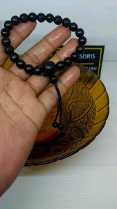 Gelang tasbih kayu galih kelor butiran bulat
