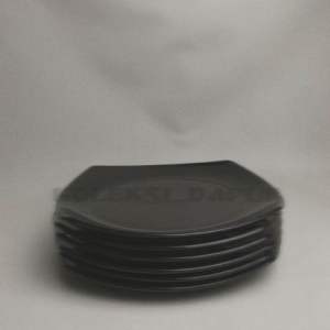 ( 6pcs )Piring Makan Saji Persegi Kotak Melamin Polos Tebal Diameter 25cm Warna Hitam Hijau Kuning Pink Ungu