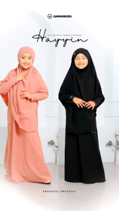 ONE SET HAYYIN ABAYA FRENCH KHIMAR AMMARKIDS USIA 5-13 TAHUN
