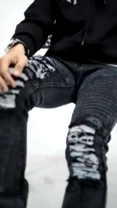 Celana jeans pria sobek bikers panjang skinny denim hitam origonal premium nyaman di pakai