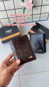 Dompet Pria Kulit Asli Dompet Cowok Kulit Sapi Motif Buaya  Free Box