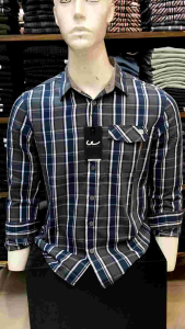 KEMEJA WATCHOUT JEANS SLIM FIT WARNA BIRU KOTAK-KOTAK LENGAN PANJANG KUALITAS PREMIUM