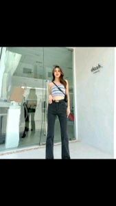 Celana Wanita Haighwaist Cutbray Jeans Kekinian Dengan Bahan Street(Melar)