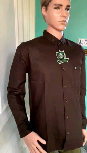 KEMEJA POLOS PRIA LENGAN PANJANG KEMEJA CASUAL FORMAL PRIA WARNA COKELAT TUA