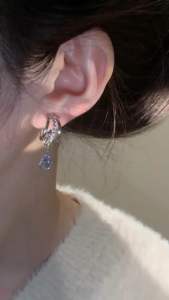 (Bebas beli 2 dapat bonus) A04 COD Anting-anting tiga lapis jarum perak berlapis emas asli gaya Korea mewah ringan untuk wanita titanium