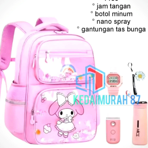 Tas Ransel Sekolah Anak Perempuan SD SMP karakter kuromi melody cinnamoroll BANYAK BONUSNYA tas ransel anak