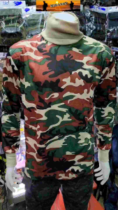 เสื้อยืดแขนยาวลายพรางทร. เสื้อยืดแขนยาวคอเต่าลายพราง ผ้ามัน บุไหล่ศอก