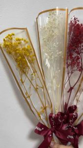 Gypsophila (Baby’s Breath) Dried Flowers in a simple bouquet with ribbon for gift