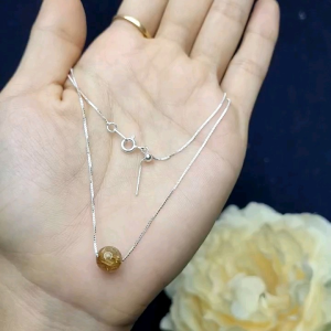 Dây chuyền bạc 1 hạt đá Thạch anh Tóc vàng (có thay hạt theo cung mệnh riêng)  - Phong Thủy TUDO