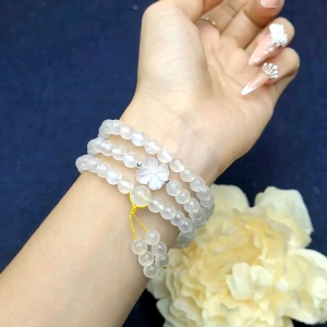 Chuỗi 3v moonstone mix cỏ 4 lá bi bạc - Phong Thủy TUDO