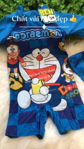 HCM_HOẢ TỐC.Set bơi liền thân+ nón cho bé trai hoạ tiết Doraemon từ 8->23 kg