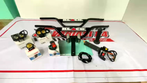 paket hemat stang monster plat hitam+adaftor stang+gas spontan daytona 2tombol besi import+lampu tembak led✓Gratis saklar lampu