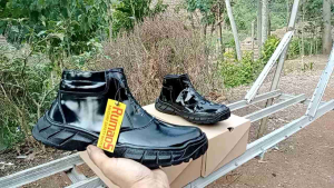 Semiboots Sol Tebal Kulit Kilap Sepatu PDH Pria Lapangan