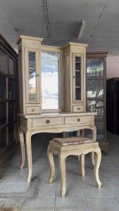 ชุดโต๊ะเครื่องแป้งไม้สัก โต๊ะไม้สัก สูง 180 x กว้าง 100 x ลึก 50 cm. สีเสี้ยนขาว ทำจากไม้สักแท้ มีคุณภาพ มีประกันสินค้า ขนส่งทางร้านส่งเอง ปลอดภัย