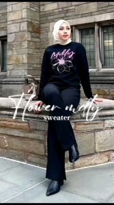 (x8) MDLY FLOWER  Baju Blouse wanita Flower Sweater By Mdly. Nazra Sha