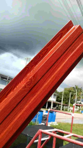 รั้ว ระแนง เมทัลชีท ลายไม้สักแดง เกรดA🧡 หนา0.35มิล ด้านหลังแผ่นสีส้ม🍊ลายไม้ขายดี