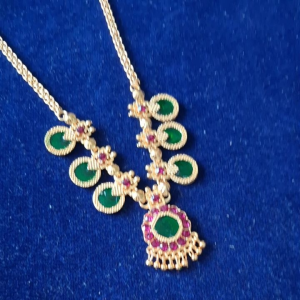 Neckset with Green Pendant and Earrings - Premium Traditional Jewelry (Highest Quality)