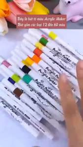 Bút Màu Acrylic Marker bản cao cấp 36 màu- Hộp nhựa. Bút lông màu tô vẽ tranh phù hợp trên nhiều chất liệu
