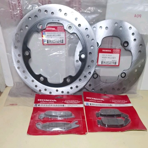 Paket KCJ Piringan Cakram Depan Belakang & Kampas Rem Tiger New