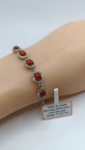 ❤️"A" Grade Exquisite Burmese Lucky "HongFei红翡" Icy Beads Jade Bracelet  ❤️ Season Offer New Arrival  ❤️100％ brand new "A" grade Burmese S925 sterling silver zirconia diamonds framed high translucency jadeite beads "HongFei红翡" bracelet unique colour