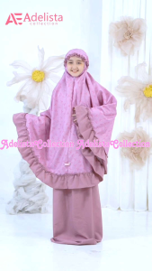 Mukena Anak Tas Ransel 2in1 Resleting Dagu Motif Pita Coquette