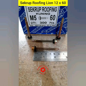(50 pcs) Sekrup Roofing Moon Lion 12x60 / Sekrup Roofing Kuning 6cm