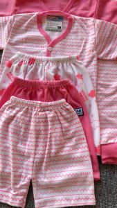 Setelan Baju Bayi Perempuan Seri Baru - Motif Kartun & Stripe Campuran Kapas-Poliester 0-4 Bulan