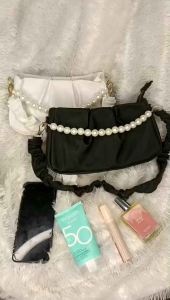 Tas Selempang Wanita Shoulderbag Kerut Mutiara 3 Tali Berkualitas