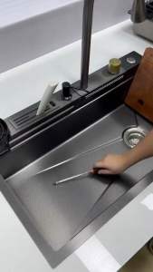 (Ready Stock in KL) Honeycomb Kitchen Sink Black SUS304 Stainless Steel Multipurpose Sink