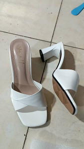 Guốc cao gót nữ quai gấp gót mica trong 7cm