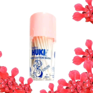 Cotton Bud Pembersih Telinga Huki Pot 50 Pcs