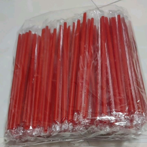 Sedotan Steril Merah / Mixue 6 mm x 20 cm Runcing isi 100 pcs