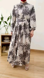 ●ECLAIRE● 003 Gamis Dress Maksi Maxi High-neck Leher tinggi lengan Panjang Longsleeves Pesta Kondangan Formal Kerja Kasual Mode Resmi Bisnis Import 97730
