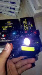 Headlamp Senter Kepala LED USB Recharger Flashlight Jarak Jauh