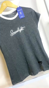 Kaos Greenlight Cewek Ringer Distro 0545 Free Stiker Baju Atasan T-shirt Wanita Lengan Pendek Oblong Katun Dewasa Motif Simpel