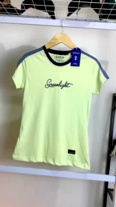 Kaos Greenlight Cewek Terbaru 0549 Free Stiker Baju Atasan Wanita T-shirt Distro Oblong Motif Kombinasi Pundak Katun Combed Simpel Kekinian
