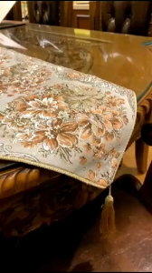 Table Runner Belgi Taplak Meja Buffet Panjang Mewah Gold Cantik 150 180 210 250 270 300 350 cm