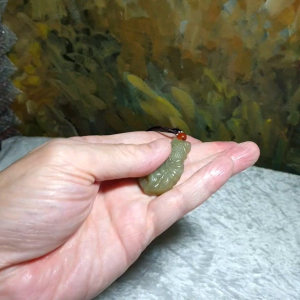 Nephrite greenish yellowish Goldfish Jade pendant (with certificate) [Natural Crystal] 和田玉且末黄口料金玉滿堂(金鱼)吊坠(带证书)