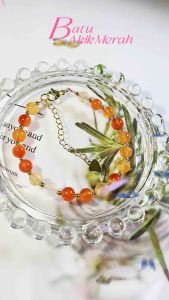 Gelang Akik Merah Kristal Semulajadi Tarikan Rezeki Natural Red Agate Bracelet 天然红玛瑙手链 招财转运